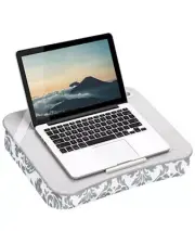 XL Designer Lap Desk with Phone Holder and Device Ledge - - Fits Gray Damask