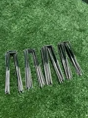 40X Half Green Artificial Grass U-Pins Metal Galvanised-Pegs Staples Astro-Turf