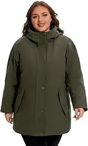 [WINDMILL] Womens Plus Size Softshell Jacket, Warm Windbreaker Coat with Hood (1X-6X)