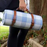 Oversized Picnic Blanket 78.7"x78.7" Waterproof Sandproof Mat 6-8 Adults, Blue