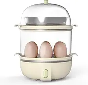 Hard Boiled Egg Cooker, 14-Egg Rapid Egg Boiler with 304 Stainless Steel Steamer Bowl, One-Button Switch, Compact Electric Vegetable Steamer for Cooking, Dishwasher Safe
