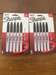 Sharpie Permanent Markers, Fine Point, Black Ink, 10-Count New