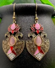 2.5” Bronze-tone Earring Set Boho Bead Retro Drop Dangle New Free Ship B1555