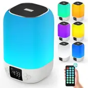 Bluetooth Speaker w/ Night Light Alarm Clock Touch Sensor Bedroom Kitchen Office
