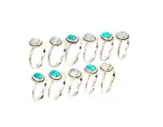 WHOLESALE 11PC 925 SOLID STERLING SILVER WHITE RAINBOW MOONSTONE MIX RING LOT p8