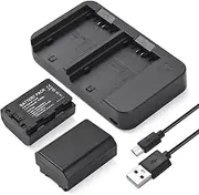 Camera NP-FZ100 Battery & Charger Kit with 2-Slot Battery Charger + 2pcs NP-FZ100 Batteries 7.2V 2300mAh + USB Charging Cable Replacement for ZV-E1/FX3/FX30/A7C/Alpha A7 III/A7R III/A9/Alpha Black