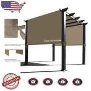 Elegant 14' x 10' Rod Pocket Waterproof Shade Canopy for Pergolas - Muddy Water