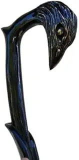 Blackperlcrafts by Hand Carved Walking Sticks Wooden Unique Walking Cane Raven Walking Sticks Cane for Men Walking Stick Raven Hiking Stick