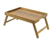 Acacia Bed Table Tray, Wooden Breakfast Tray with Folding Legs, Bed Tray for