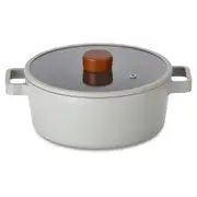Neoflam Fika Reserve 22cm Stockpot Induction with Silicon Rim Glass Lid Midnight Green
