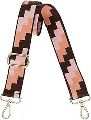 [uxcell] Purse Straps Replacement Crossbody, 1.5 Inch Wide Shoulder Bag Strap Adjustable Canvas Straps for Handbag Wallet Clutch Bags with Light Gold Buckle, Coffee Brown Brown Blocks