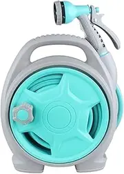 Water Pipe Storage Rack 15M/50Ft Garden Watering Tool Set, Outdoor Hose Reel Cart with Hose and 6 Pattern Nozzle, Compact Water Pipe Hose Storage Organizer, Makes Garden Tidy Hose Holder Sta