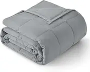 BUZIO Weighted Blanket for Adults - All Season Cooling and Warmth, Breathable Fabric Blanket Weighted for Sleeping Sofa Bed, Great for People with Sleep Stress 150 x 200 cm, 5.4 kg, Grey