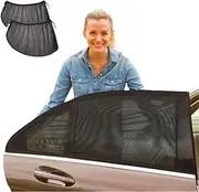 Leona Co Car Rear Side Window Shade, 2 Pack Super Stretchy Mesh Car Sun Shade Mosquito Net Curtains Screen for Most Cars SUVs, Anti-Sun Glare, Reduce UV Rays, Heat Reduction