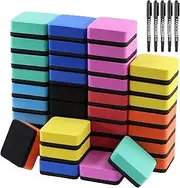 Mardatt 45Pcs Dry Erase Erasers Magnetic Whiteboard Erasers Whiteboard Chalkboard Cleaner for Kids and Classroom Teacher Supplies Home and Office(8 Colors)