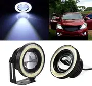OtpOutopa 2PCS Angel Eagle Eye LED Lights Fog Light Bulbs, 2.5"/3"/3.5" DIY Daytime Running Lights COB 30W 7000K 1200LM DRL Lamps for Car Motorcycle Truck Boat (3.0inch,White Circle White Light)