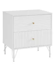 [Sarantino] Diego Bedside Table Night Stand with 2 Drawers in White
