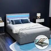 Wanda LED Storage Double Bed Frame Grey
