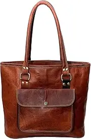 [leather castle] Leather Tote Bag Women Handbag Shopping Travel Shoulder Bag, 16 Inch Medium