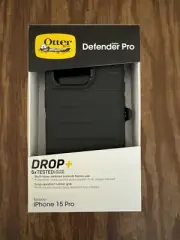 New in Box Otterbox Defender Series Case for Apple iPhone 15 Pro Black wtih Clip