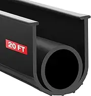 NATGAI Garage Door Seal Bottom Rubber Weatherproofing Threshold Buffering Replacement Black (1/4 Inch T-End, 20FT Long)