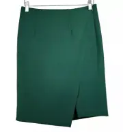 White House Black Market Green Techno Asymmetrical Pencil Skirt Size 2 NWT