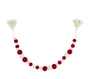 Mud Pie Red and White Pom Tassel Garland, 60"