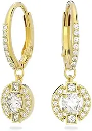 [Swarovski] Sparkling Una drop earrings - Round cut - White - Gold-tone plated - 5646733, One Size, Rhodium Plated, Crystal
