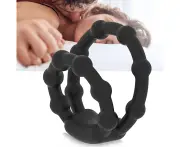 Cock Ring Perfect Fitting Smooth Silicone Delay Ejaculation Lock Double Ring for Adult Men-Black