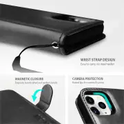 Tough On iPhone 13 Pro Case Magnetic Detachable Leather Black