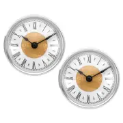 2Pcs 3.1" 80mm Quartz Roman Clock Insert, Fit 75mm/3", Silver/Gold, Style 15