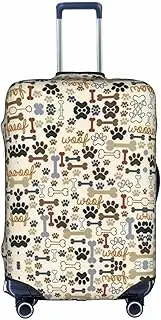 [FSCEV] Dog Bones Paw Trolley Suitcase Protective Cover Business Travel Luggage Protector Fashion 18-32 Inches, White, L
