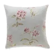 Pink And White Flowers On Light Blue With Polyester Insert Pillow