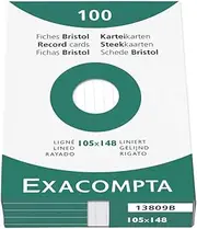 Exacompta Bristol Record Card - A6, Lined Card - White, Pack of 100