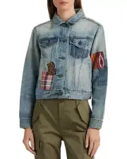 Ralph Lauren Women’s PETITE Patchwork Denim Trucker Jacket NWT PL