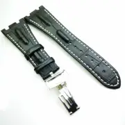 28mm Black Calf Leather 18mm Clasp Strap for AP Royal Oak Offshore 42mm Watch