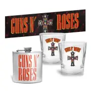 Guns n Roses Set 2 Glasses with Flask and Bar Runner Mat Mother's Day Sale