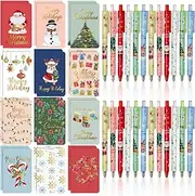 Cinrobiye 48 Pcs Christmas Mini Notepads with Ballpoint Pens Christmas Pocket Notebooks Merry Christmas Bulk Small Memo Note Pads for Classroom Gifts Favors Goodie Bag Fillers Stocking Stuffers