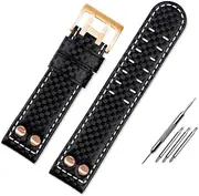 [AEHON] 22mm Carbon Fiber Genuine Leather Sweat proof Replacement Bracelet Band Men Watch Accessories For Hamilton Khaki Field Watch