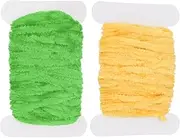 uxcell Chenille Fly Tying Total 10 M, 2 Pack Rayon Chenille Fly Tying Materials Line Fly Thread Supplies for Making Fishing Hook Jig Making Fly Patterns Fishing, Dark Yellow/Green