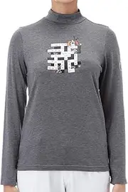 [MU SPORTS エムユー スポーツ] MU Sports 701W6418 2018AW Crossword Motif Long Sleeve High Neck Gray 44