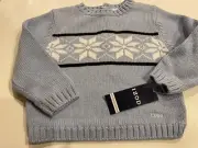 New Toddler Boys Izod Light Blue Snowflake Sweater size 12 mths