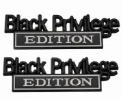 pair Metal Black Privilege Edition 3D Letter Fender Emblems Badge (Black+white)