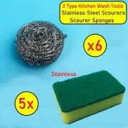 2 Type Kitchen Scourer Sponge Multi-cleaning Clean Home wash Car DIsh stainless