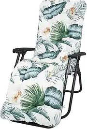Sun Lounger Cushion, Thick Replacement Sunbed Cushion Garden Lounger Pad with Non-Slip Top Cover and Tie Rope Garden Patio Beach High Back Chair Cushion for Indoor Outdoor Holiday (Hawaiian)