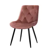 Set of 2 Starlyn Dining Chairs Kitchen Chairs Velvet Padded Seat Pink