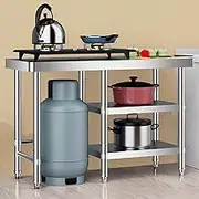 YUGXTH Stainless Steel Prep Table, Stainless Steel Kitchen Worktop, Heavy Duty Food Prep Worktable, Commercial Work Table with Adjustable Feet, Workstation for Kitchen Restaurant(120x60x80cm)