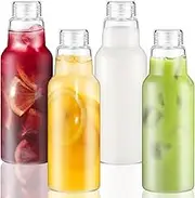 CWHHRN 34oz Glass Bottles With Lids for Juice, Smoothies, Water, Milks, Beverage Storage - Clear Mason Jars for Pickles, Jams, Food Storage (4 Pack), CW-GBL-1L-4SET