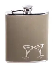 Bey-Berk 6oz Stainless Steel Green Leatherette Martini Glass Flask