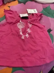 Pumpkin Patch Peony Pink Flutter Sleeve T Shirt 3-6months Freepost Acc411